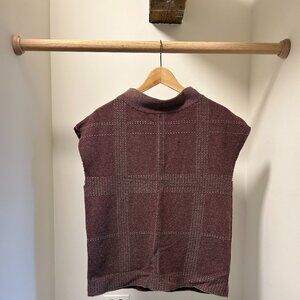 Barbour Maroon Plaid Sweater Vest // Womens 10